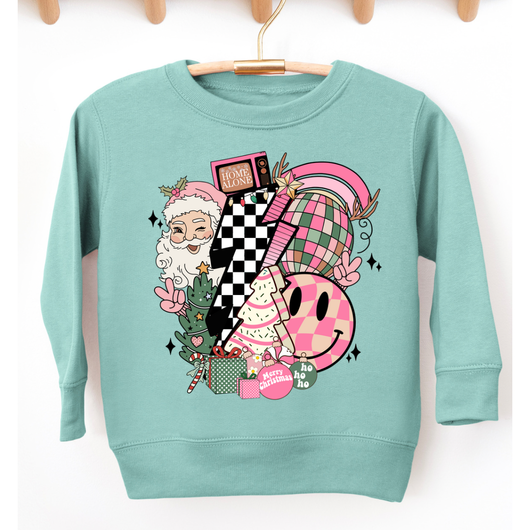Pink Smiley Retro Christmas Sweatshirt
