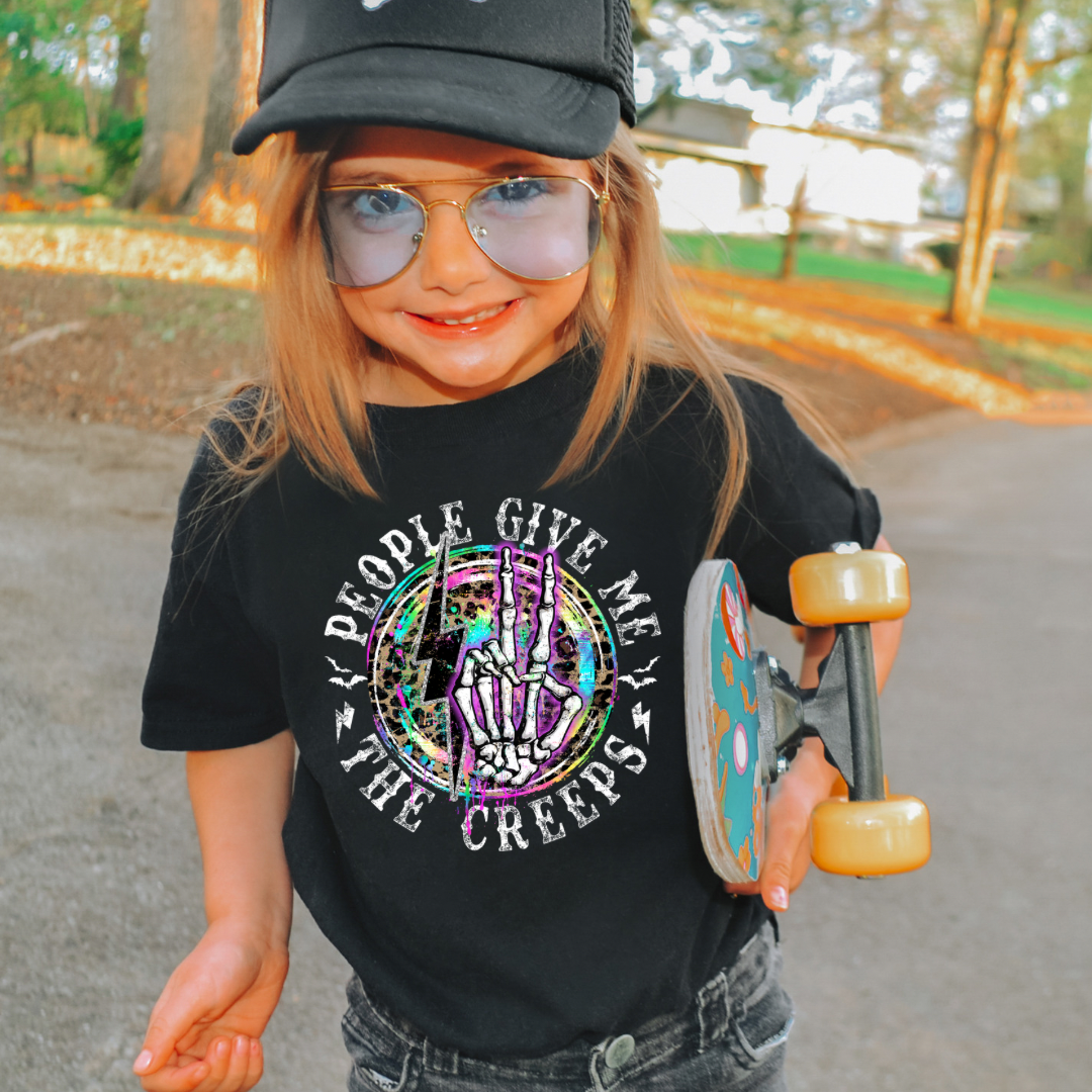 People Give Me The Creeps - Kids Black Tee