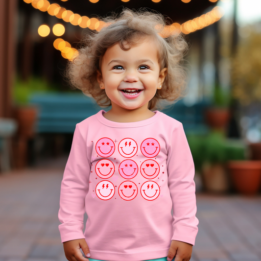 Retro Smiley Face Valentines Day Shirt - Long Sleeve