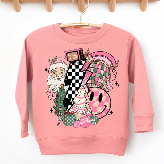 Pink Smiley Retro Christmas Sweatshirt