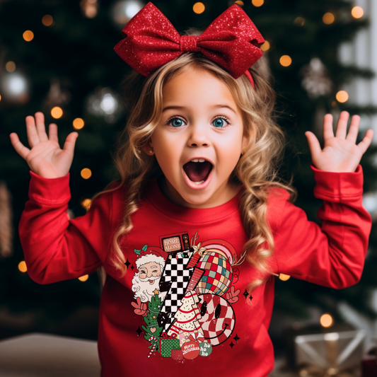 Distressed Red Smiley Retro Christmas Sweatshirt