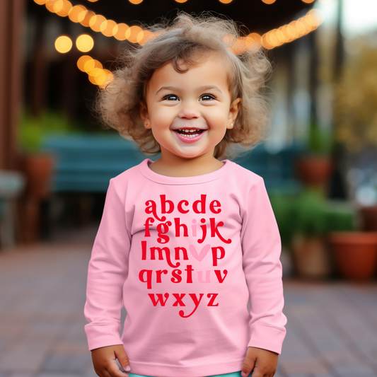 ABCD I Love You Valentines Day Shirt - Long Sleeve