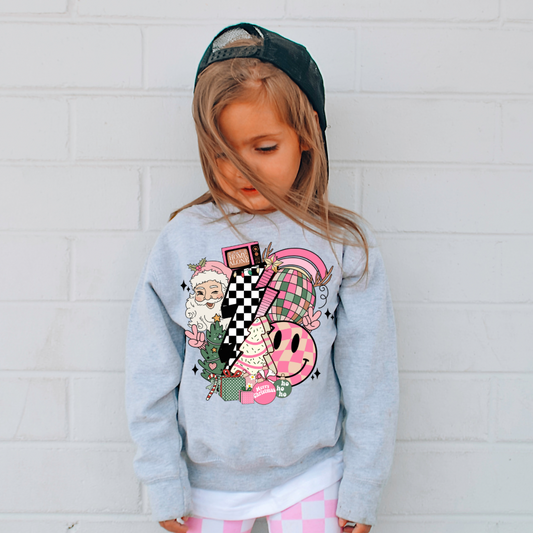 Pink Smiley Retro Christmas Sweatshirt