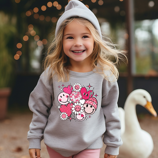 Retro Girls Valentines Day Sweatshirt