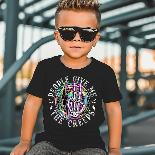 People Give Me The Creeps - Kids Black Tee