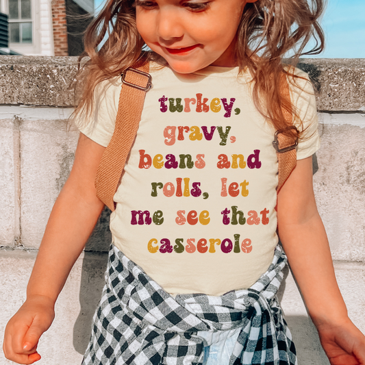 Turkey Gravy Beans and Rolls Kids Graphic Tee - Natural