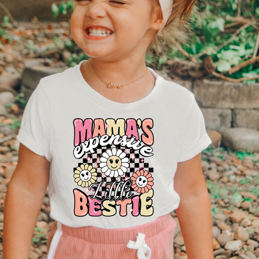 Mama’s Expensive Little Bestie Kids Retro Graphic Tee - Natural