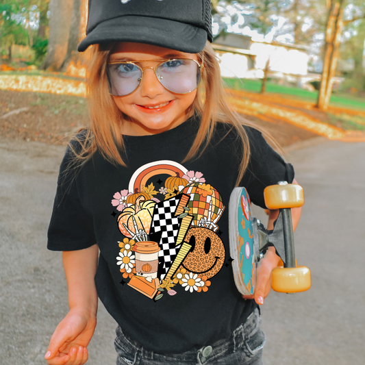 Smiley Bolt Fall Tee Black - Kids