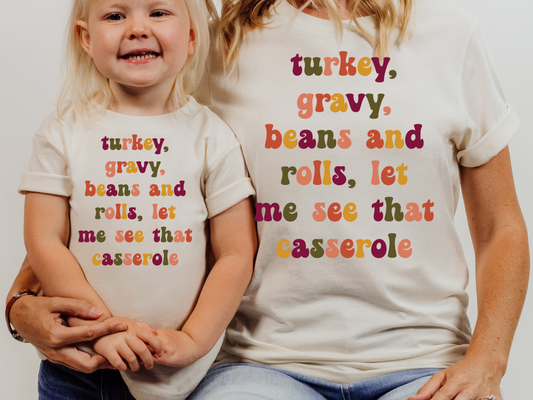 Turkey Gravy Beans and Rolls Kids Graphic Tee - Natural